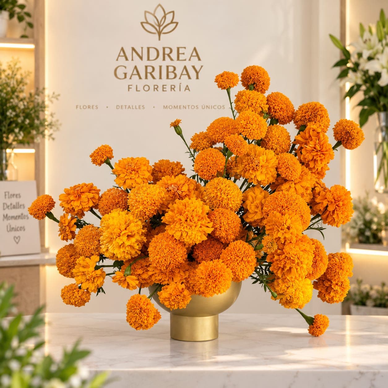 SOL DE OCTUBRE | Diseño Floral de Cempasúchil — Sol de Octubre — La belleza de nuestras raíces, convertida en flores.