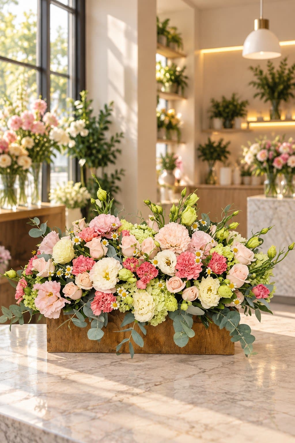 CELINA | Jardinera Floral en Tonos Pastel, arreglo floral de Florería Andrea Garibay en León