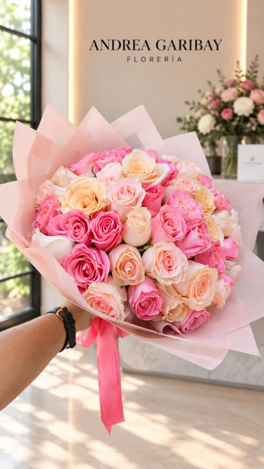 VALENTINA | Ramo de 50 Rosas Premium, arreglo floral de Florería Andrea Garibay en León