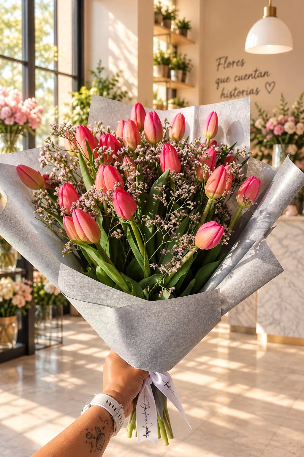 BIANCA | Ramo de 20 Tulipanes Naturales, arreglo floral de Florería Andrea Garibay en León